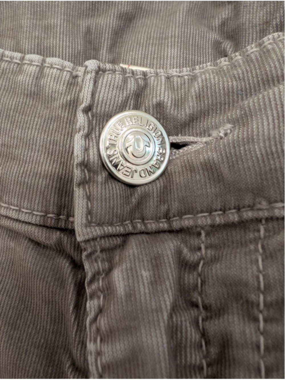 Men's True Religion Ricky Gray Corduroy Pants Waist 34 Straight Leg Streetwear - Picture 6 of 11